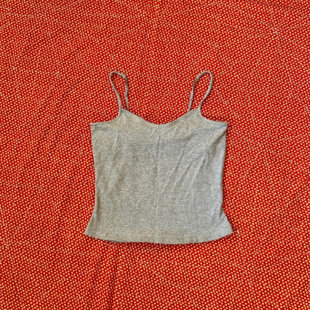 Route 66 Vintage Grey Cami Tank Top Built In Shelf Bra Size Small Stretch